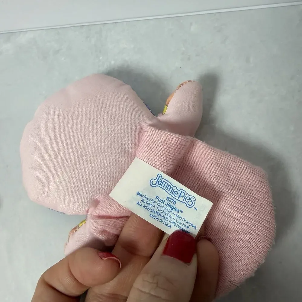 Vintage PLAYSKOOL 1986 Jammie Pies Foot Jingles Pink Lamb & Girl Sock Rattles